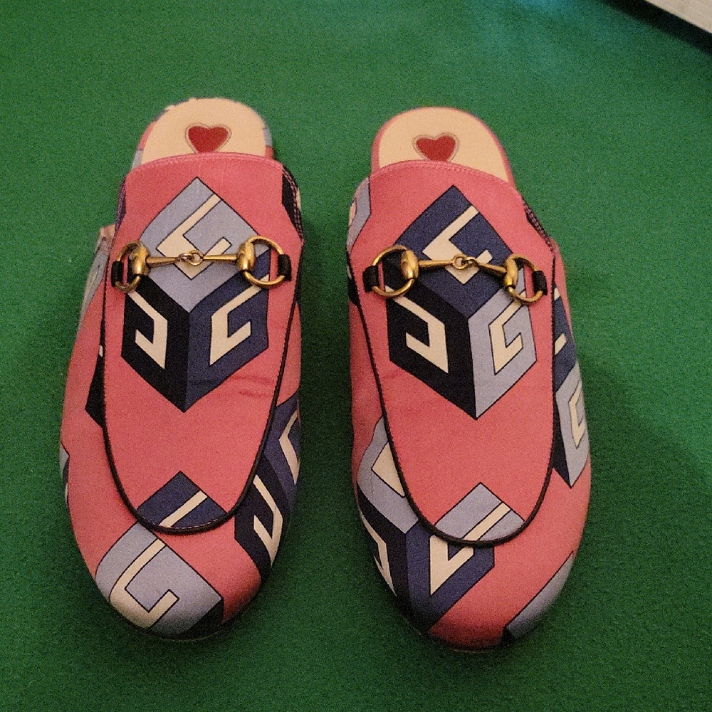 Gucci Pink and Blue Mules with Modern Design